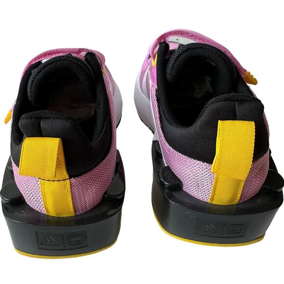 Adidas x Lego Sneakers Tech RNR Elastic Lace Shoes Pink Yellow Youth Size 5.5 38 - Picture 7 of 9